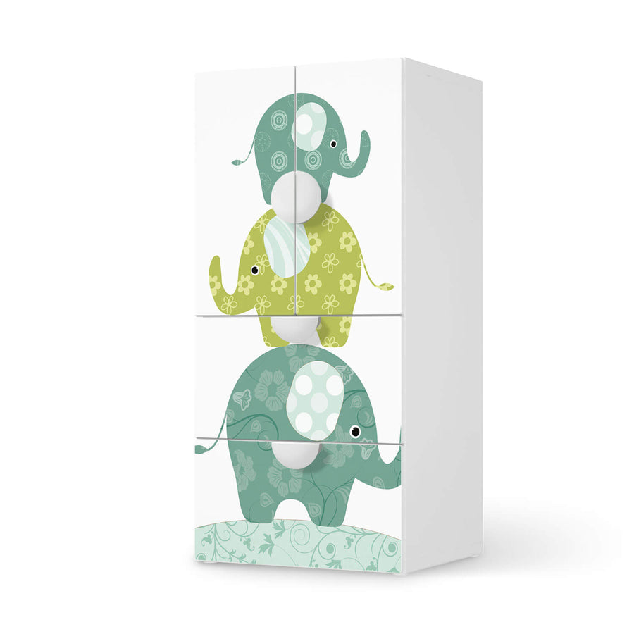 Möbelfolie Elephants - IKEA Smastad kombiniert - 2 Schubladen und 2 kleine Türen  - weiss