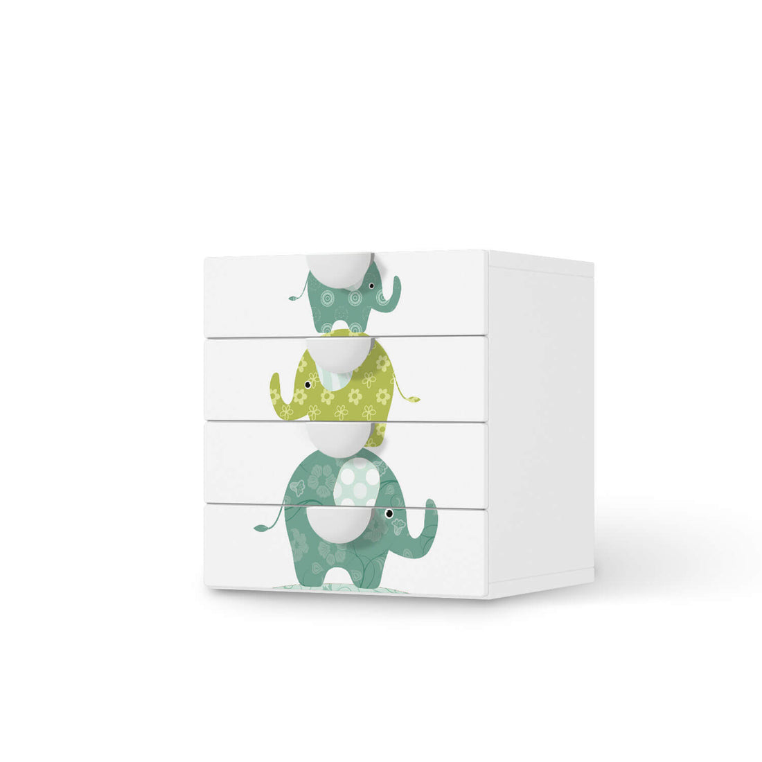 Klebefolie Elephants - IKEA Smastad Kommode - 4 Schubladen  - weiss