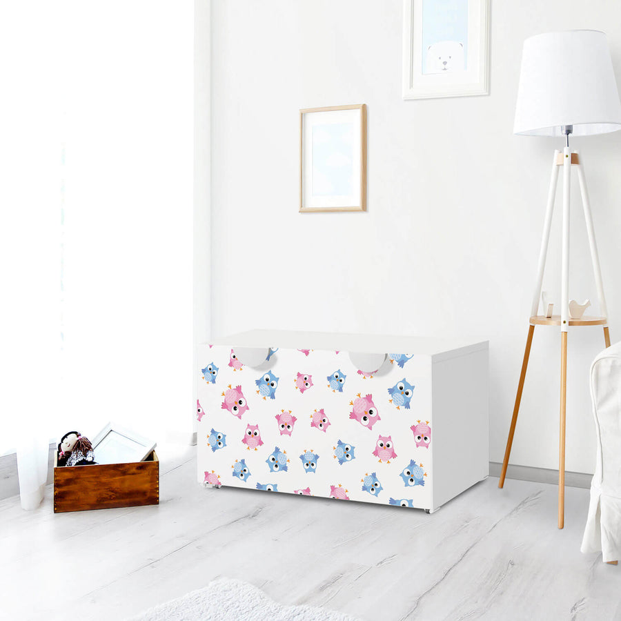 Möbelfolie Eulenparty - IKEA Smastad Bank mit Kasten - Kinderzimmer