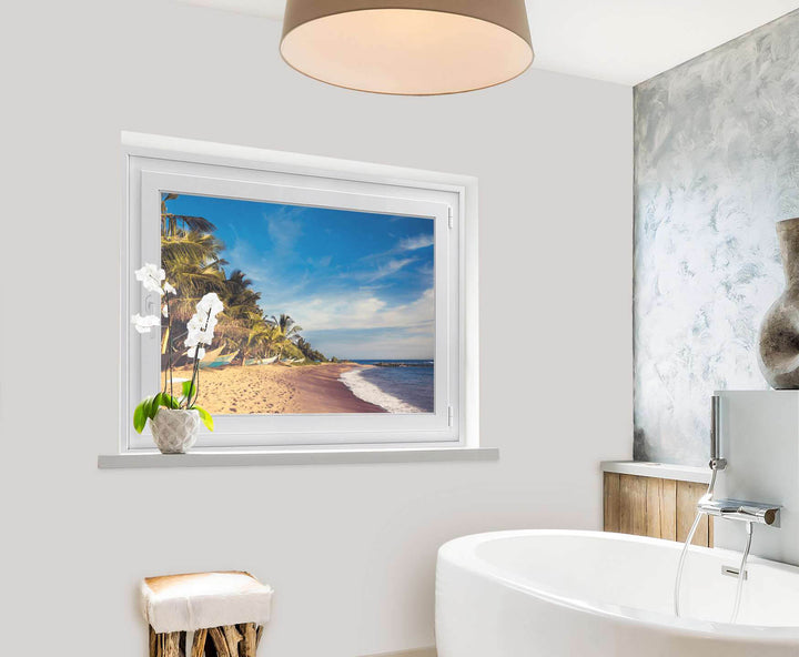 Fensterfolie Badezimmer als Deko und Sichtschutz - Beach