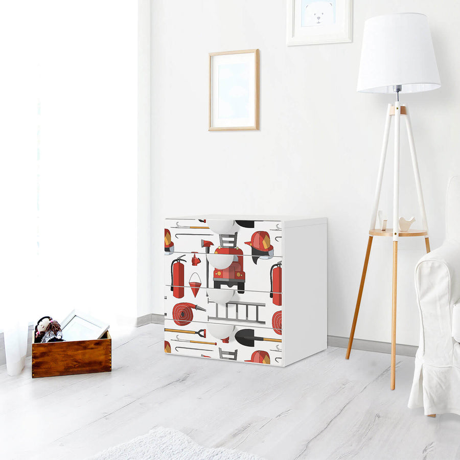 Klebefolie Firefighter - IKEA Smastad Kommode - 4 Schubladen - Kinderzimmer