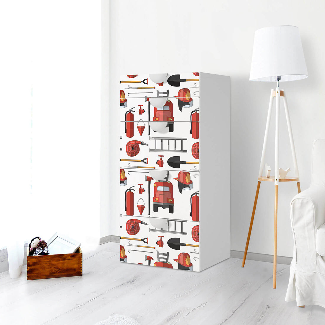 Möbel Klebefolie Firefighter - IKEA Smastad Kommode - 5 Schubladen - Kinderzimmer