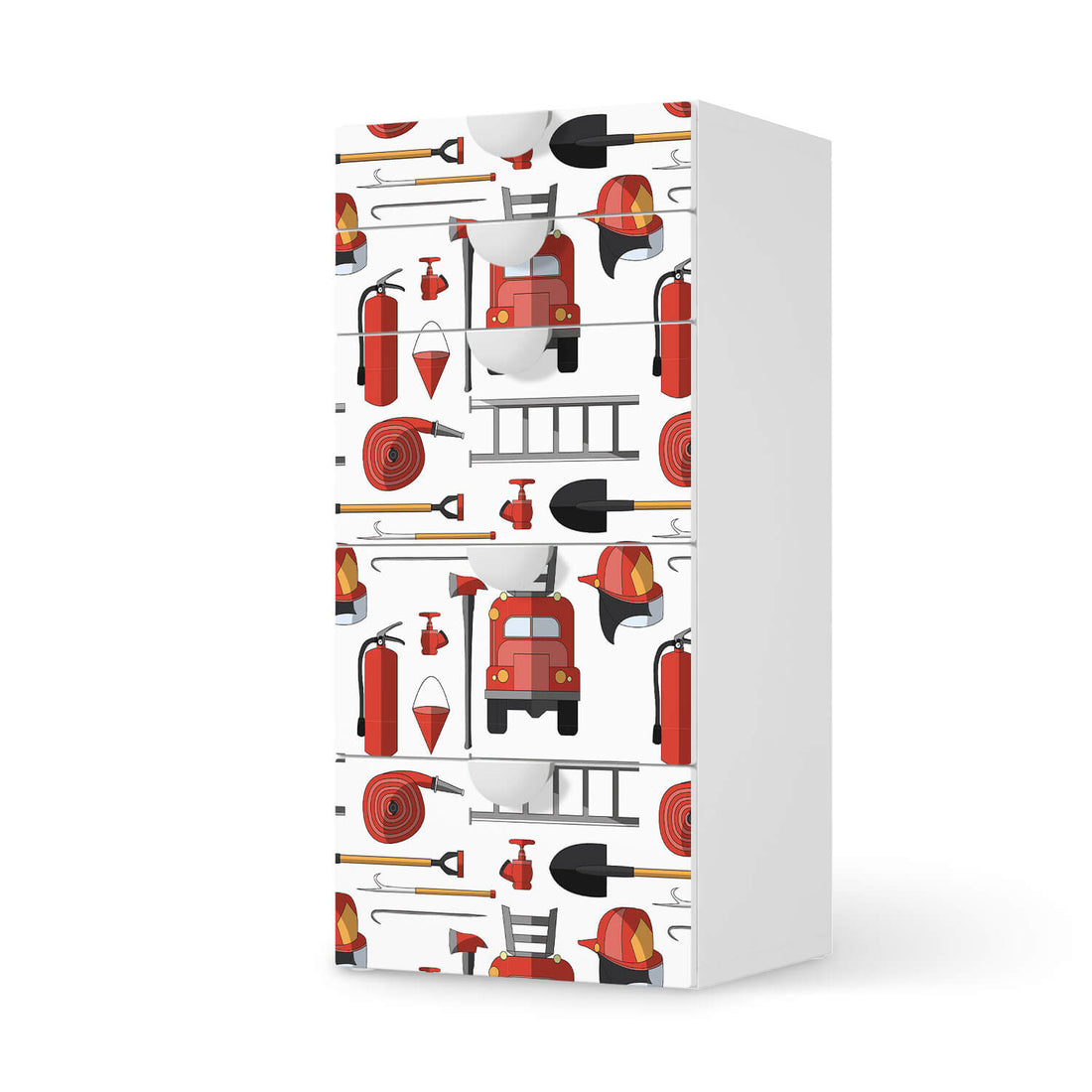 Möbel Klebefolie Firefighter - IKEA Smastad Kommode - 5 Schubladen  - weiss