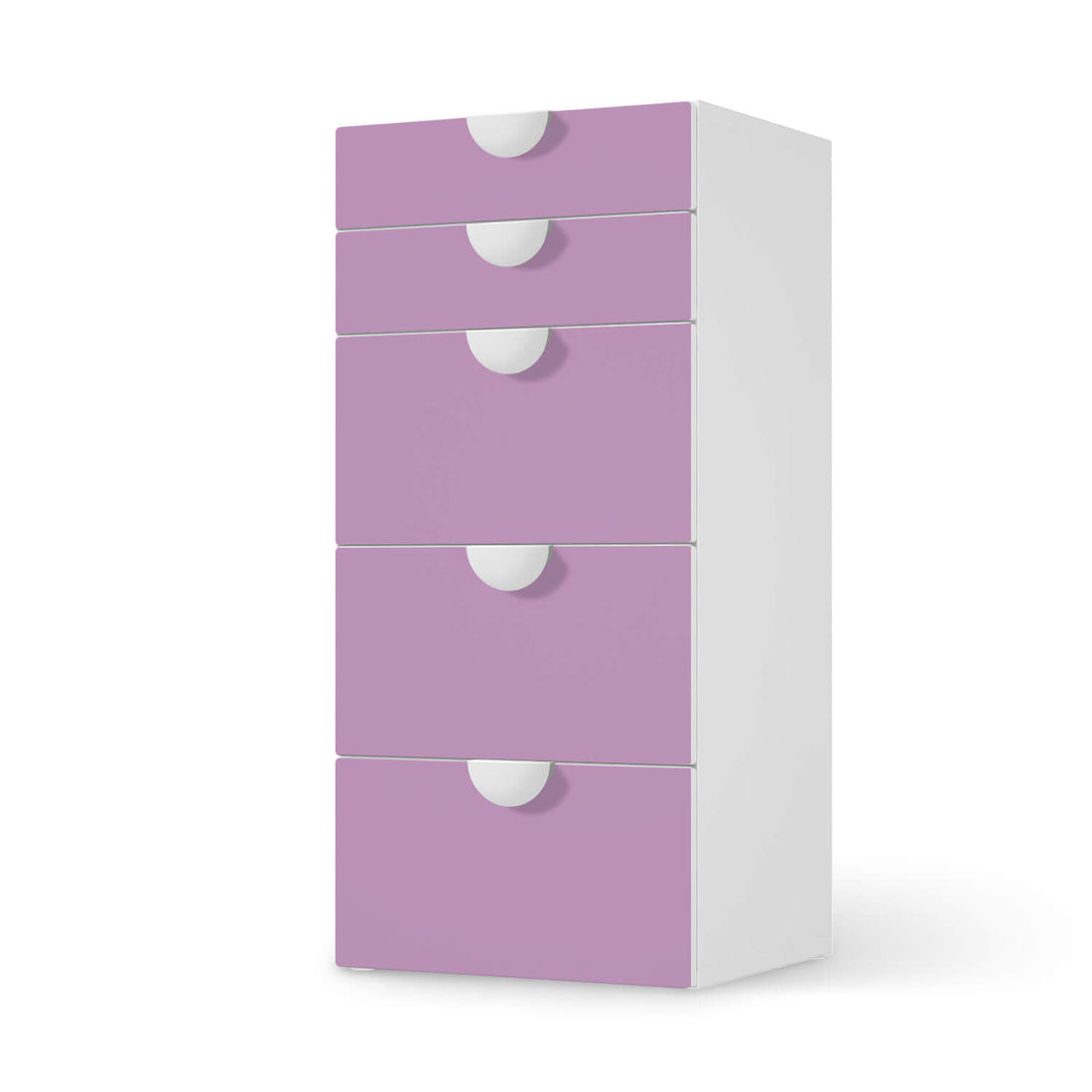 Möbel Klebefolie Flieder Light - IKEA Smastad Kommode - 5 Schubladen  - weiss