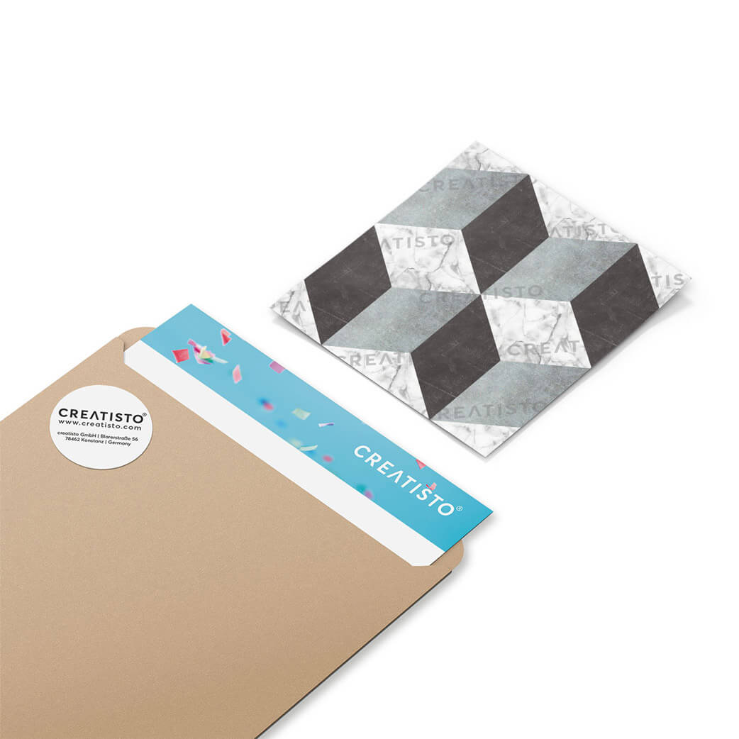 Klebefliesen Marmor Cubes - Musterfolie Verpackung - creatisto pds2