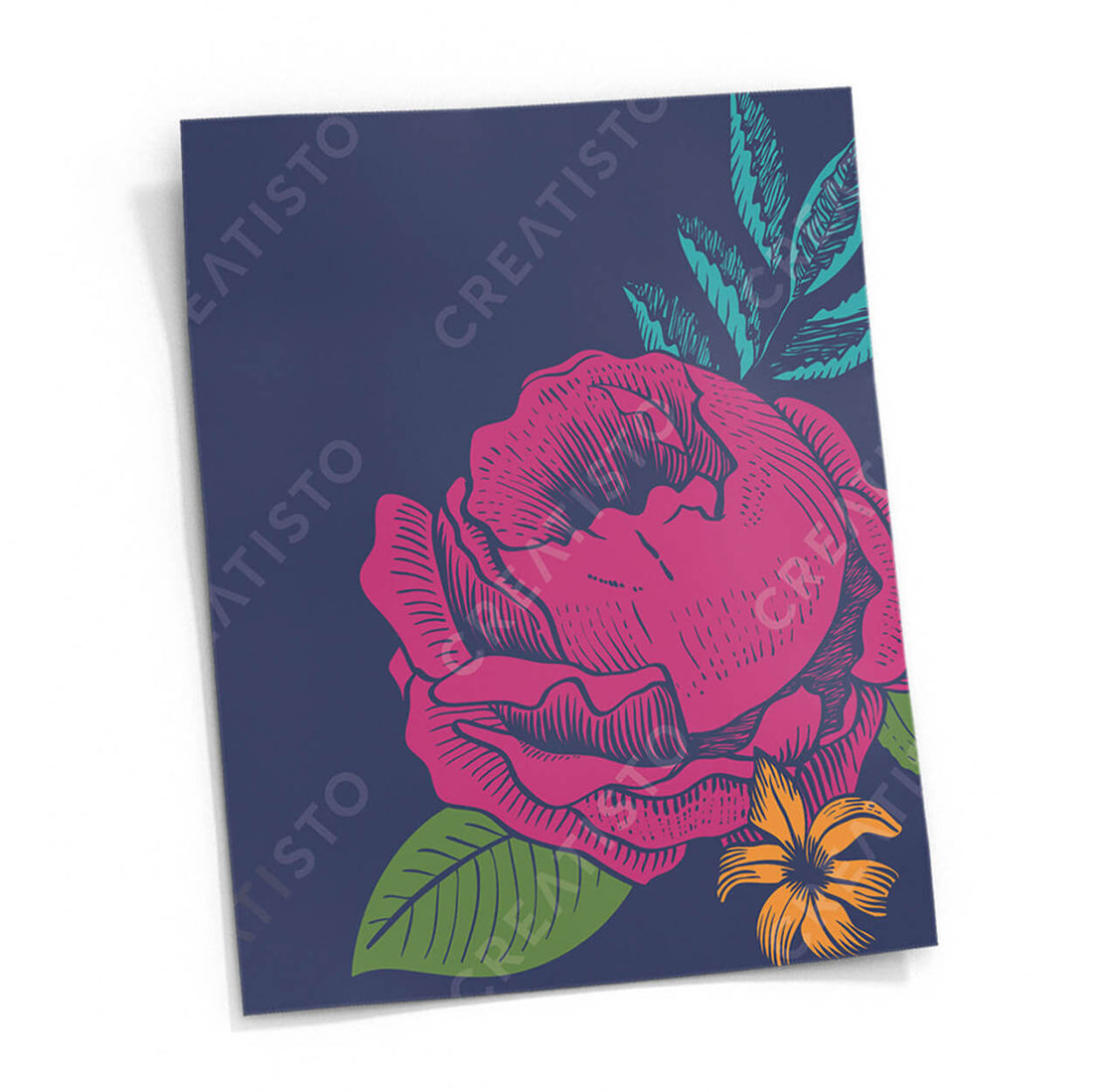 Fliesensticker rechteckig Küche Musterfolie Gross - Blumenmuster pds1