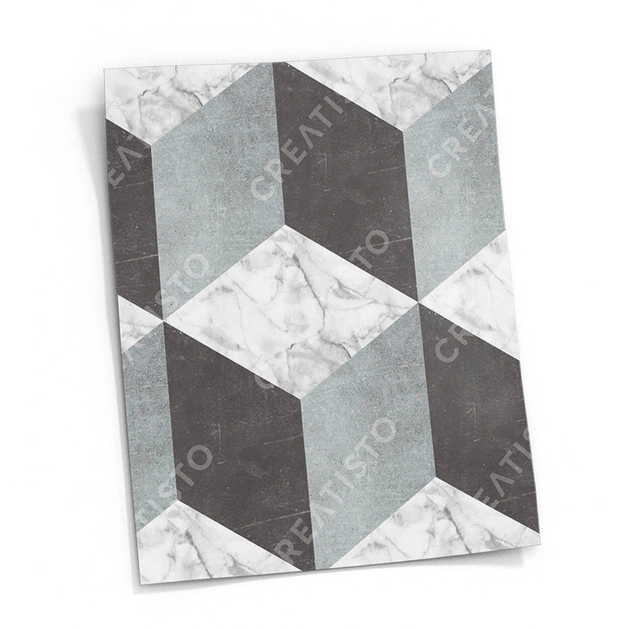Fliesensticker rechteckig Küche Musterfolie Gross - Marmor Cubes pds1