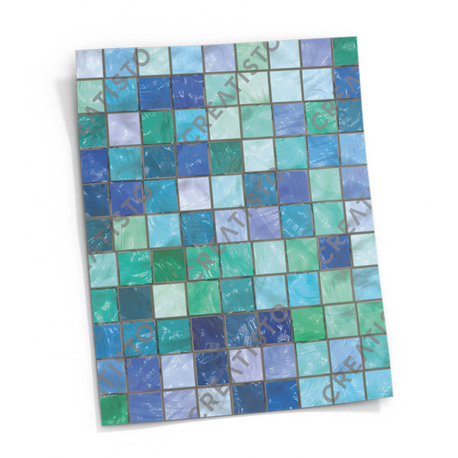 Fliesensticker rechteckig Küche Musterfolie Gross - Mosaik Grün-Blau pds1