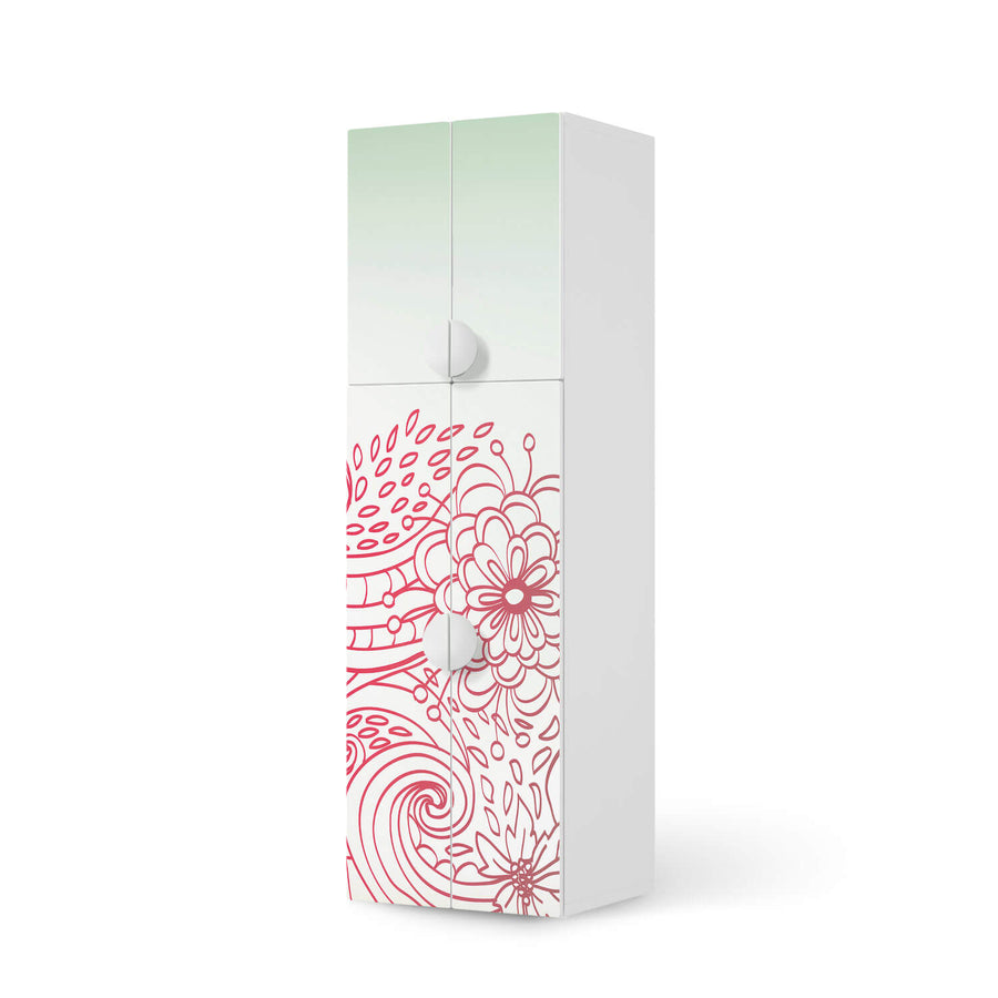 Selbstklebende Folie Floral Doodle - IKEA Smastad kombiniert - 2 große Türen und 2 kleine Türen  - weiss