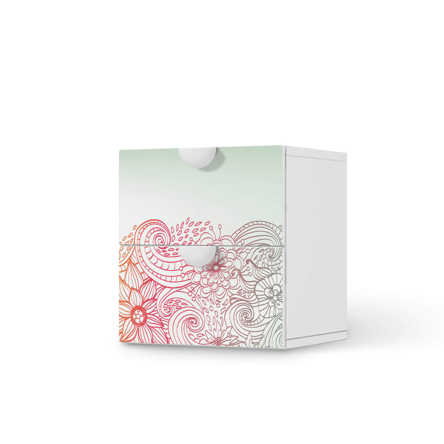 Klebefolie für Möbel Floral Doodle - IKEA Smastad Kommode - 2 Schubladen  - weiss