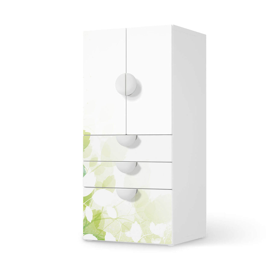 Möbelfolie Flower Light - IKEA Smastad kombiniert - 3 Schubladen und 2 kleine Türen  - weiss