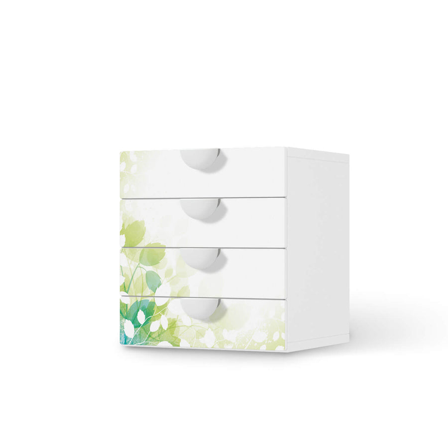 Klebefolie Flower Light - IKEA Smastad Kommode - 4 Schubladen  - weiss