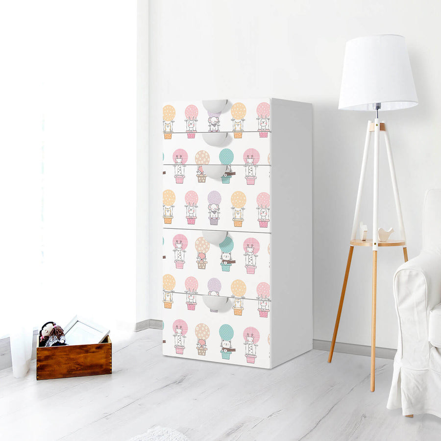 Möbel Klebefolie Flying Animals - IKEA Smastad Kommode - 5 Schubladen - Kinderzimmer