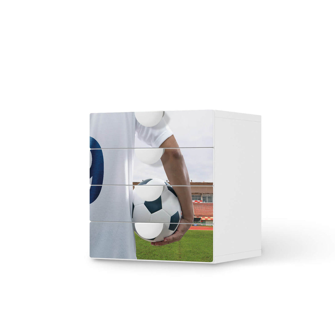 Klebefolie Footballmania - IKEA Smastad Kommode - 4 Schubladen  - weiss