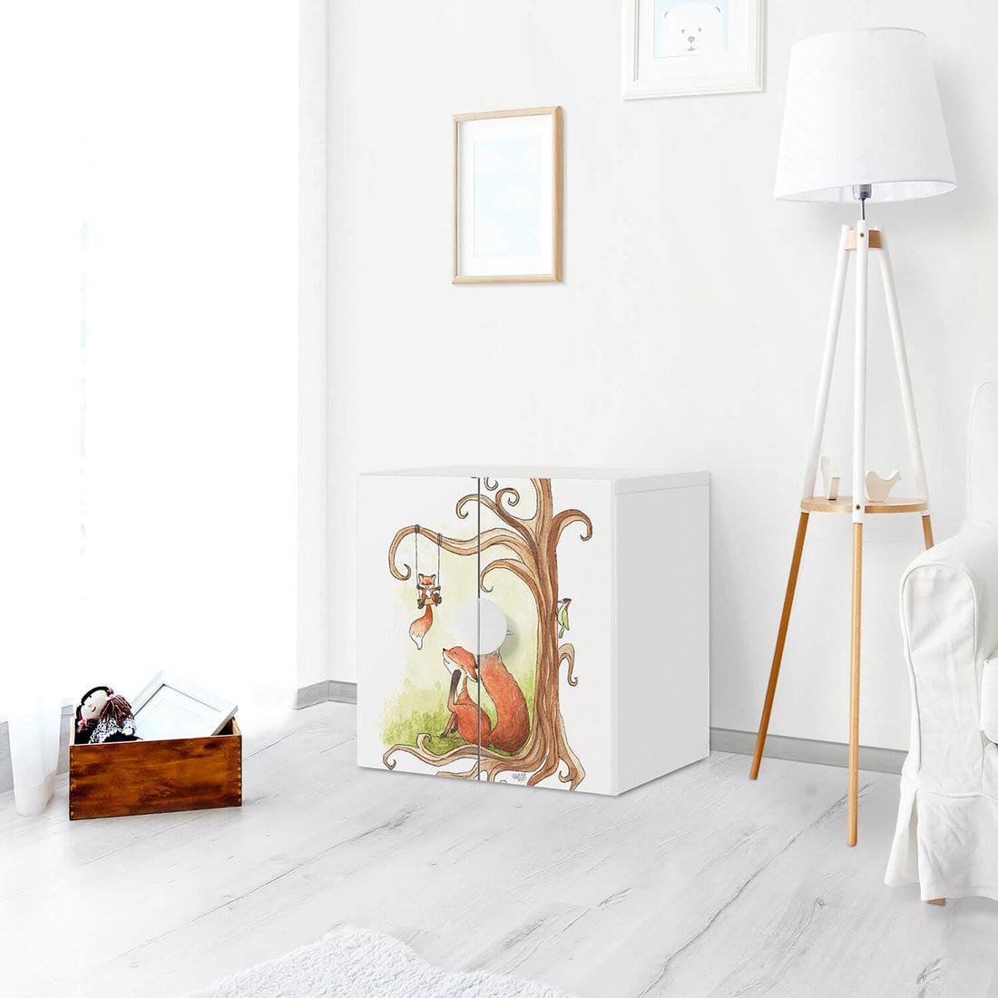 Selbstklebende Folie Füchse - IKEA Smastad Schrank - 2 kleine Türen - Kinderzimmer