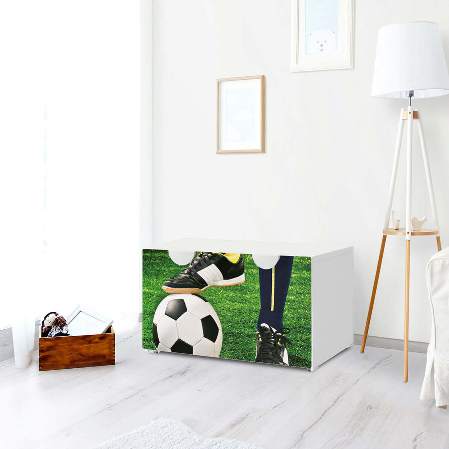 Möbelfolie Fussballstar - IKEA Smastad Bank mit Kasten - Kinderzimmer