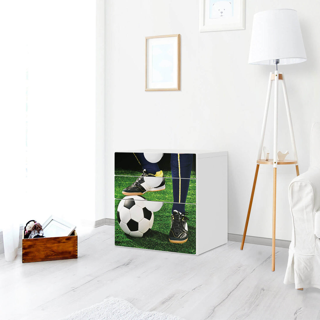 Folie für Möbel Fussballstar - IKEA Smastad Kommode - 3 Schubladen - Kinderzimmer
