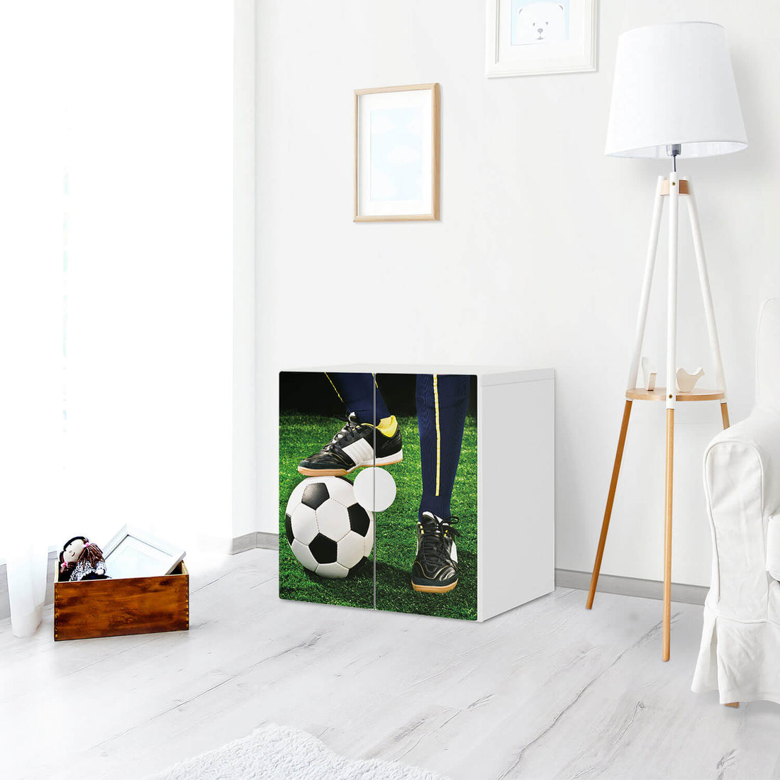 Selbstklebende Folie Fussballstar - IKEA Smastad Schrank - 2 kleine Türen - Kinderzimmer