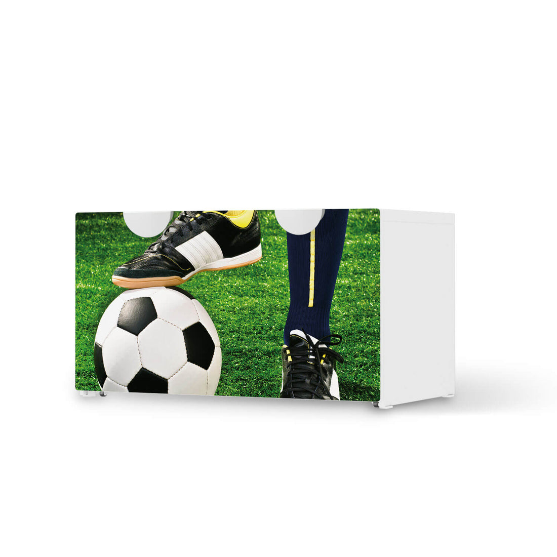 Möbelfolie Fussballstar - IKEA Smastad Bank mit Kasten  - weiss