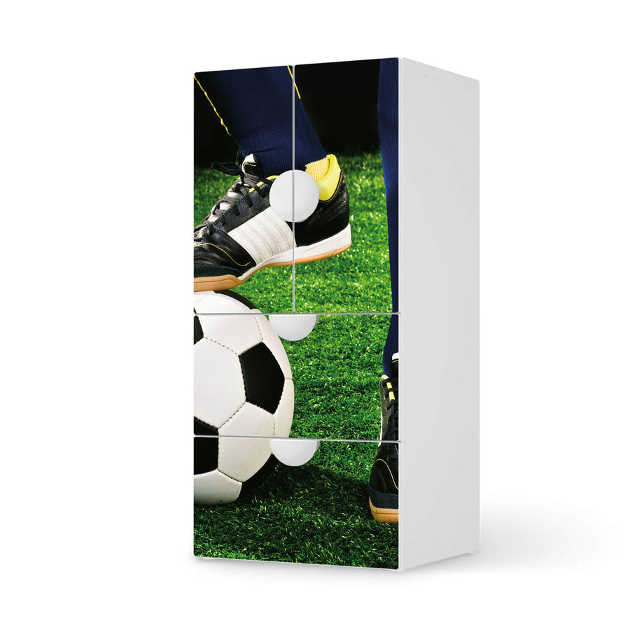 Möbelfolie Fussballstar - IKEA Smastad kombiniert - 2 Schubladen und 2 kleine Türen  - weiss