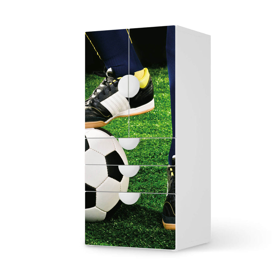 Möbelfolie Fussballstar - IKEA Smastad kombiniert - 3 Schubladen und 2 kleine Türen  - weiss