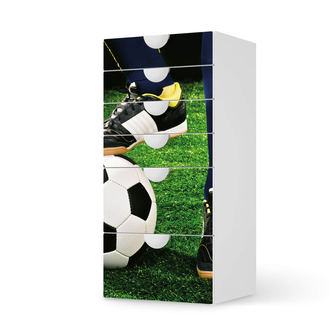 Klebefolie für Möbel Fussballstar - IKEA Smastad Kommode - 6 Schubladen  - weiss