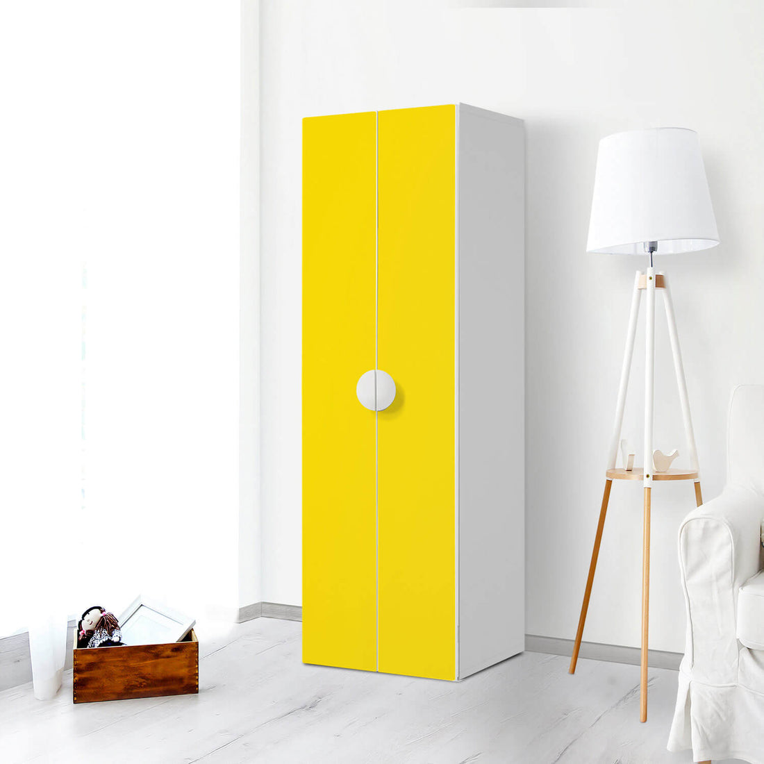 Selbstklebende Folie Gelb Dark - IKEA Smastad kombiniert - 2 große Türen und 2 kleine Türen - Kinderzimmer