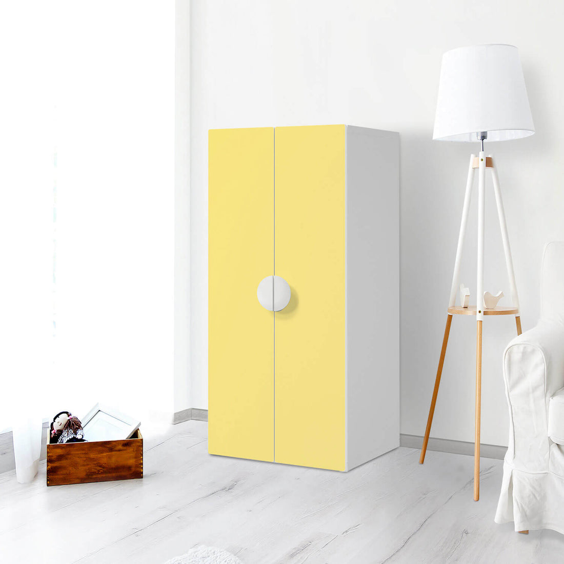 Möbelfolie Gelb Light - IKEA Smastad Schrank - 2 große Türen - Kinderzimmer