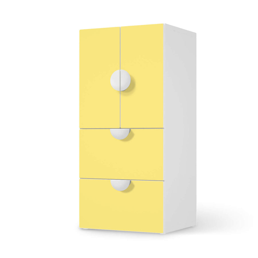 Möbelfolie Gelb Light - IKEA Smastad kombiniert - 2 Schubladen und 2 kleine Türen  - weiss