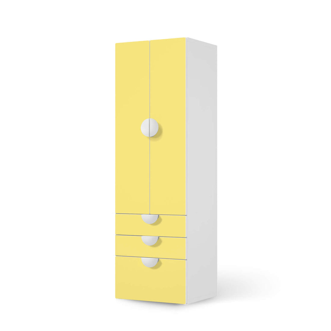 Klebefolie Gelb Light - IKEA Smastad kombiniert - 3 Schubladen und 2 große Türen  - weiss