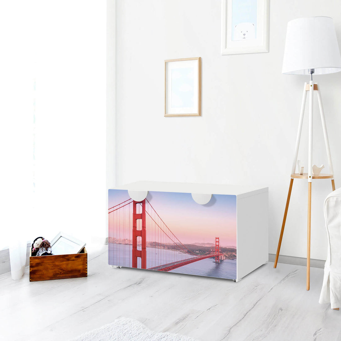 Möbelfolie Golden Gate - IKEA Smastad Bank mit Kasten - Kinderzimmer