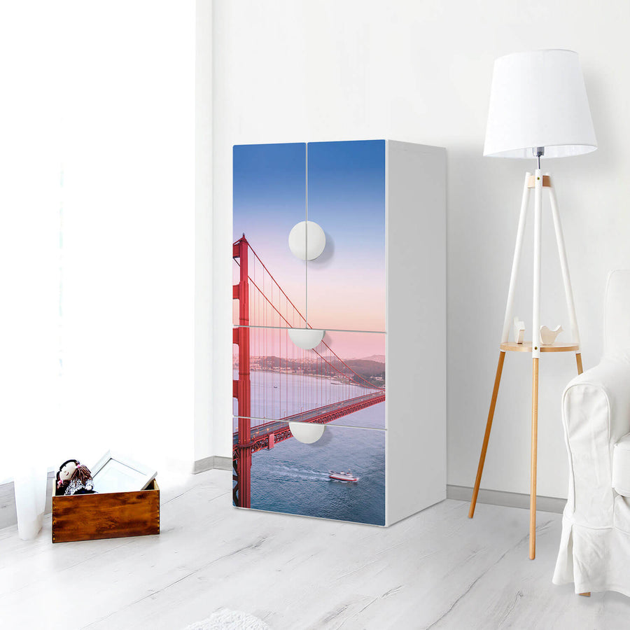 Möbelfolie Golden Gate - IKEA Smastad kombiniert - 2 Schubladen und 2 kleine Türen - Kinderzimmer