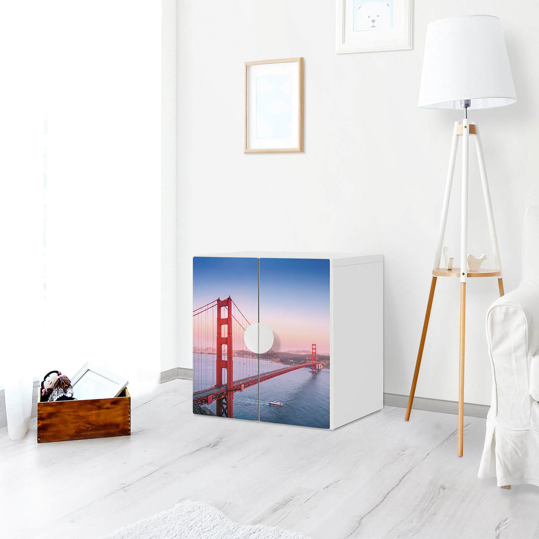 Selbstklebende Folie Golden Gate - IKEA Smastad Schrank - 2 kleine Türen - Kinderzimmer