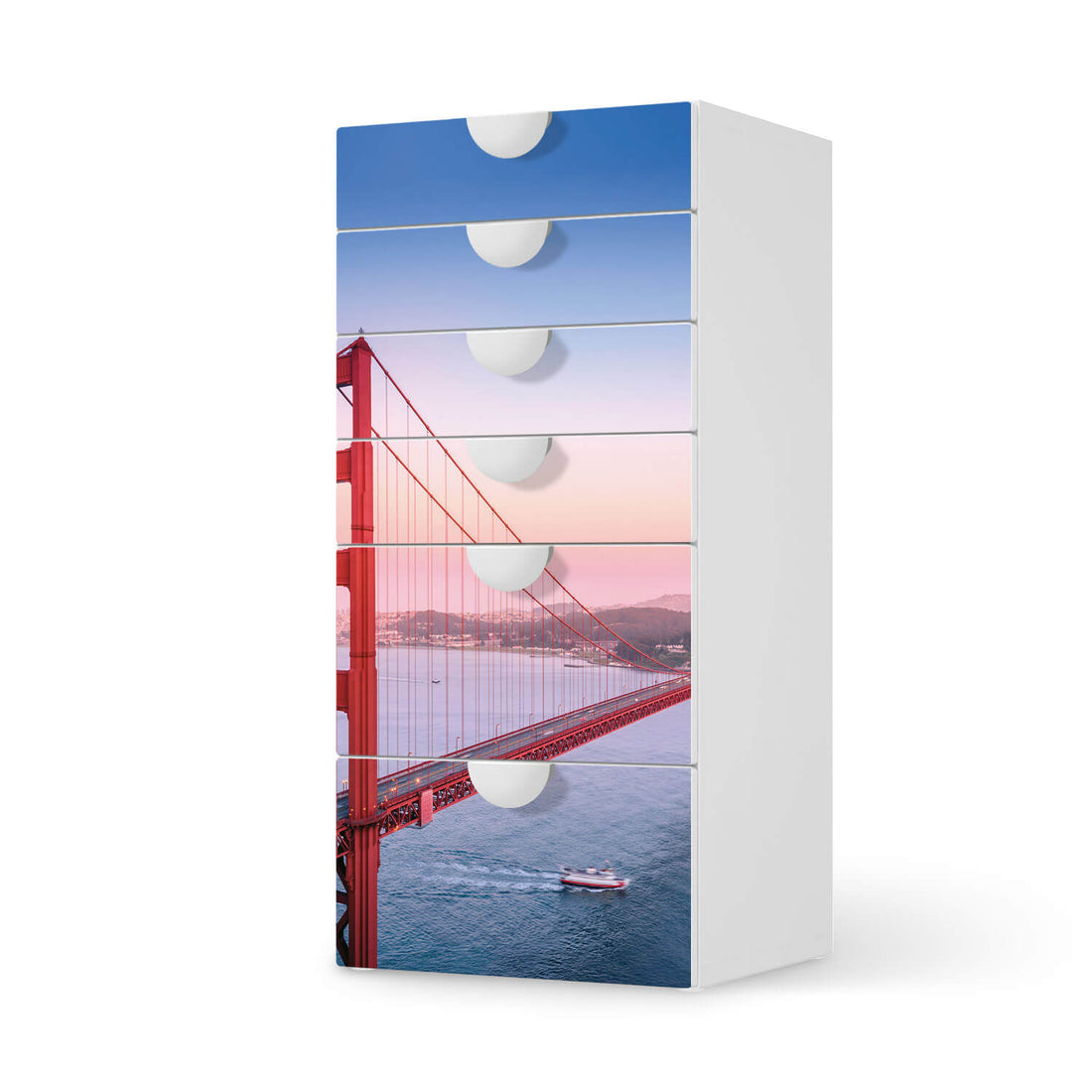 Klebefolie für Möbel Golden Gate - IKEA Smastad Kommode - 6 Schubladen  - weiss