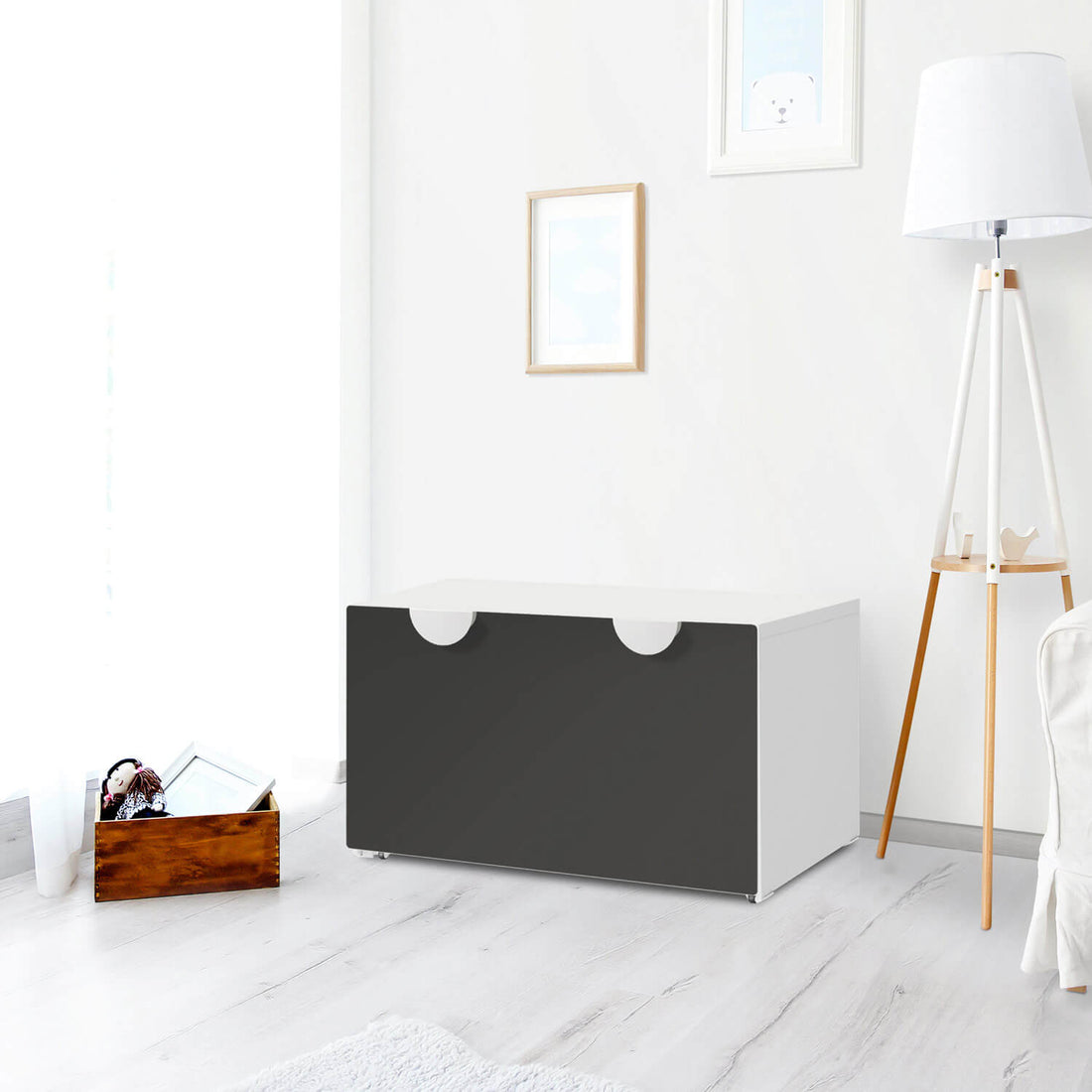 Möbelfolie Grau Dark - IKEA Smastad Bank mit Kasten - Kinderzimmer
