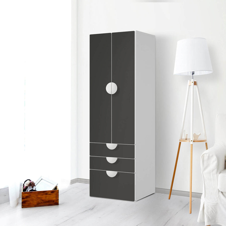 Klebefolie Grau Dark - IKEA Smastad kombiniert - 3 Schubladen und 2 große Türen - Kinderzimmer
