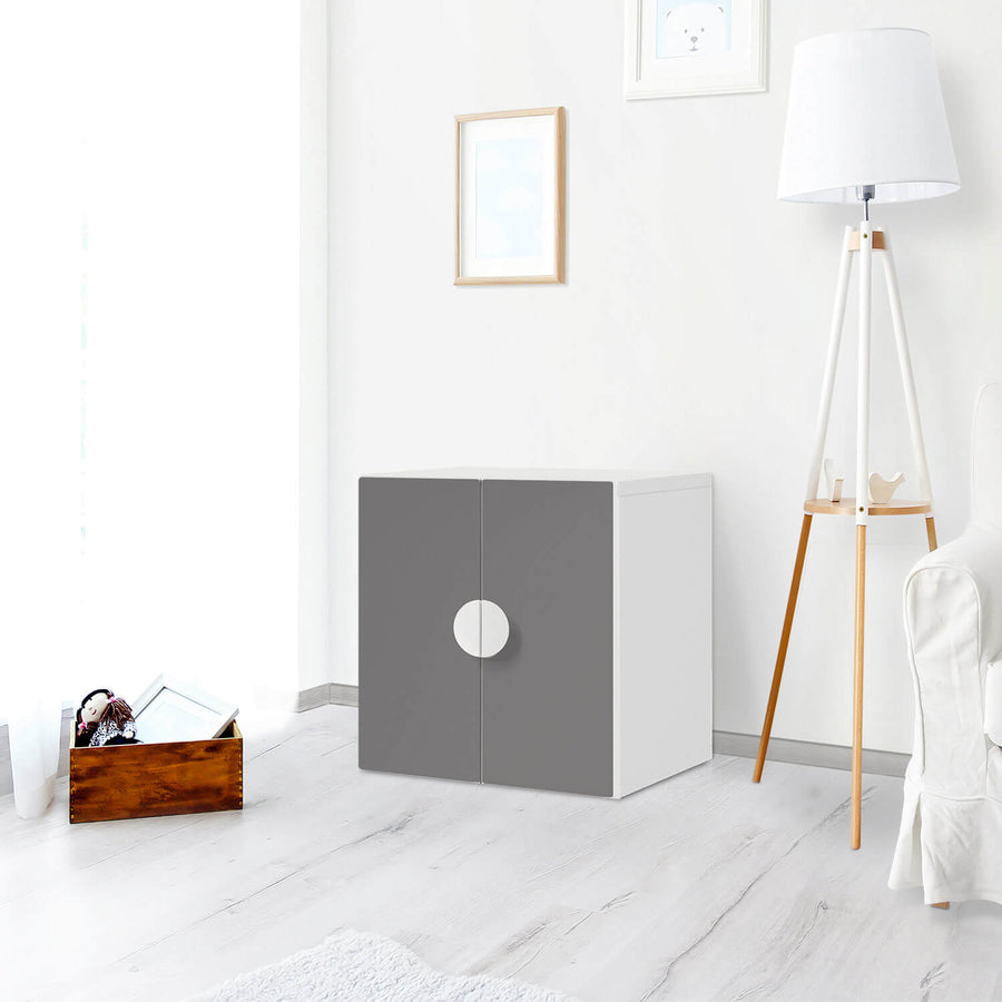 Selbstklebende Folie Grau Light - IKEA Smastad Schrank - 2 kleine Türen - Kinderzimmer