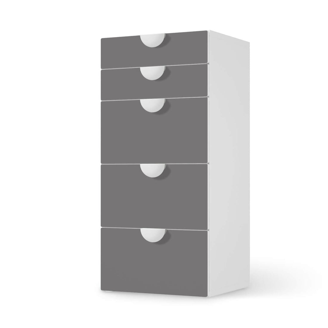 Möbel Klebefolie Grau Light - IKEA Smastad Kommode - 5 Schubladen  - weiss