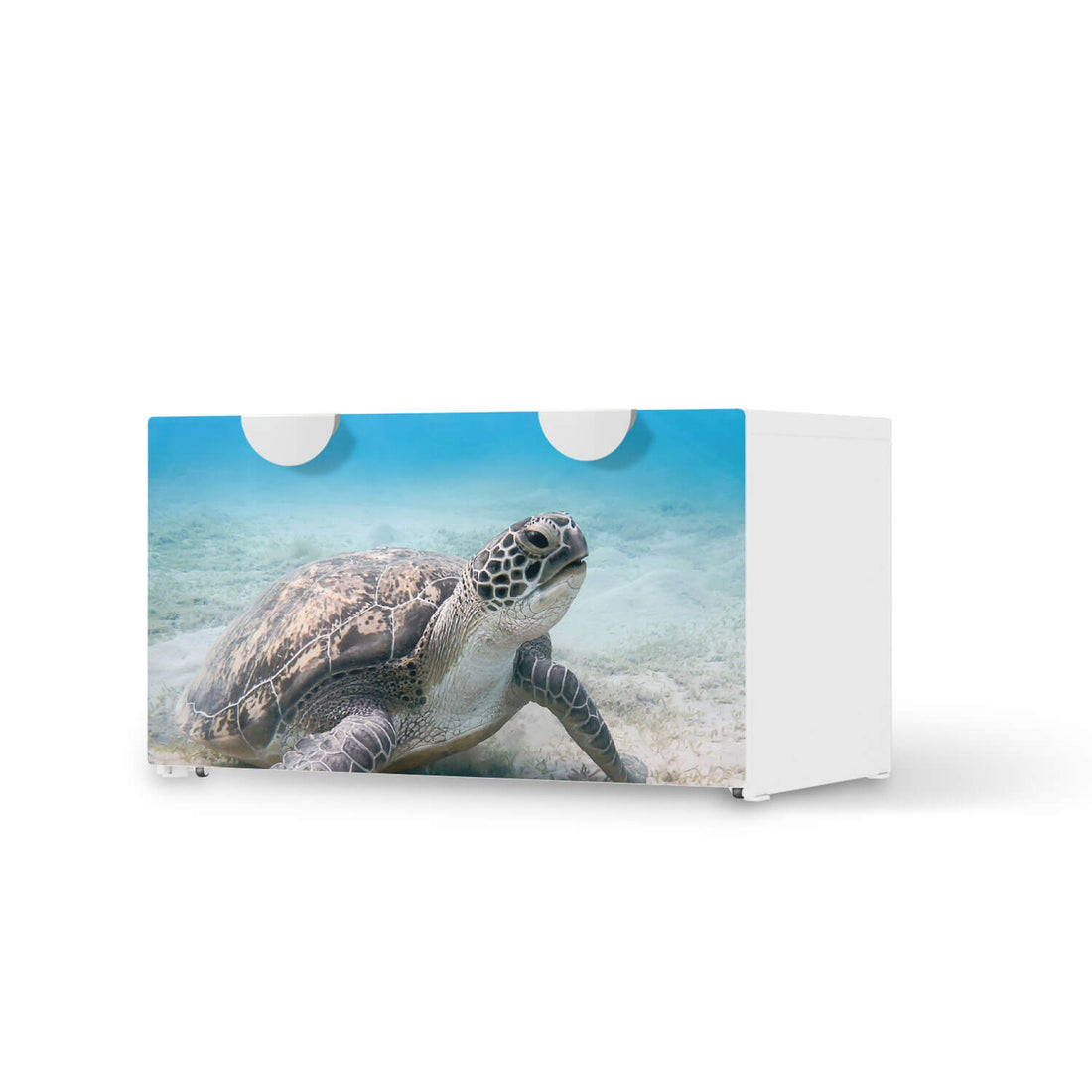 Möbelfolie Green Sea Turtle - IKEA Smastad Bank mit Kasten  - weiss