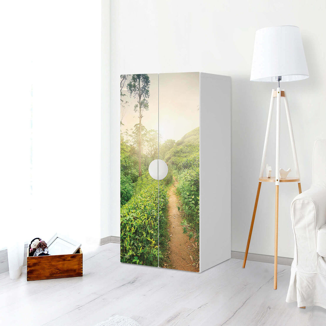 Möbelfolie Green Tea Fields - IKEA Smastad Schrank - 2 große Türen - Kinderzimmer