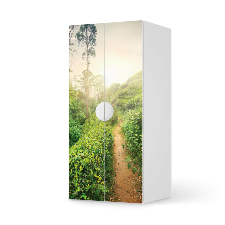Möbelfolie Green Tea Fields - IKEA Smastad Schrank - 2 große Türen  - weiss