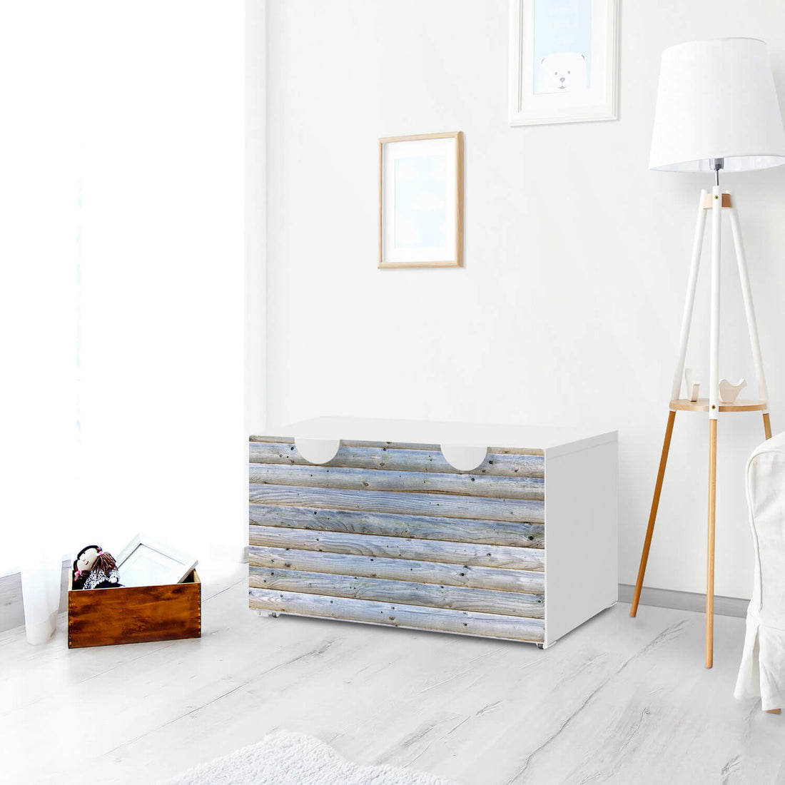 Möbelfolie Greyhound - IKEA Smastad Bank mit Kasten - Kinderzimmer