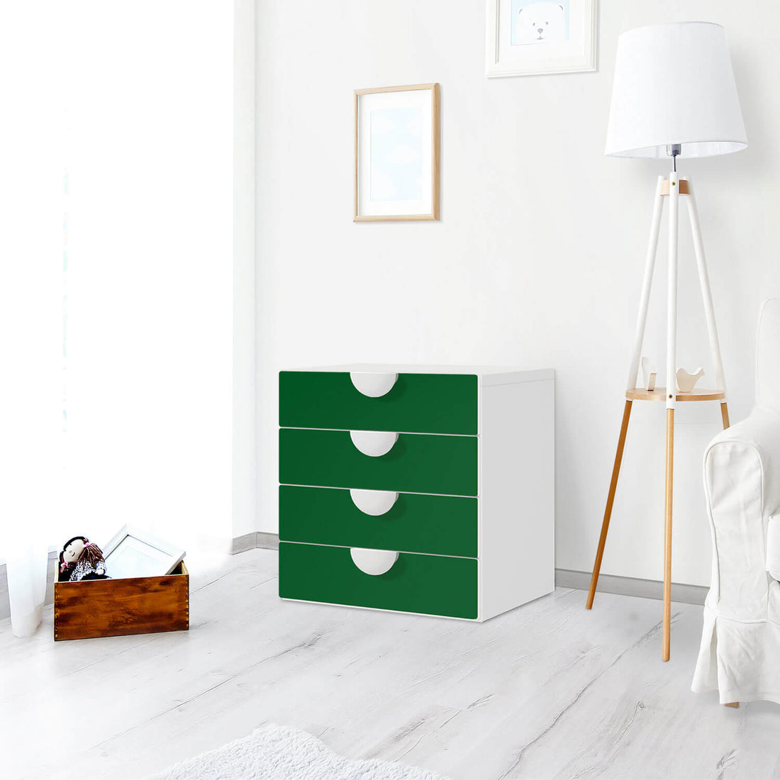 Klebefolie Grün Dark - IKEA Smastad Kommode - 4 Schubladen - Kinderzimmer