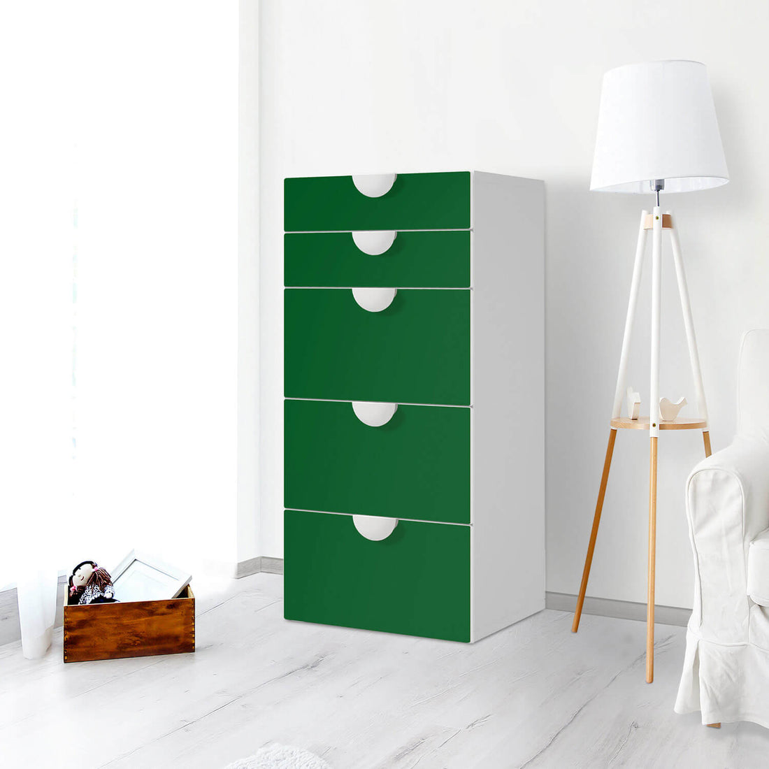 Möbel Klebefolie Grün Dark - IKEA Smastad Kommode - 5 Schubladen - Kinderzimmer