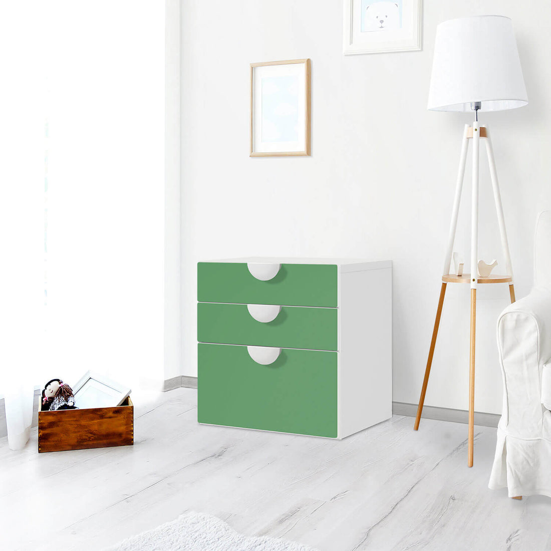 Folie für Möbel Grün Light - IKEA Smastad Kommode - 3 Schubladen - Kinderzimmer