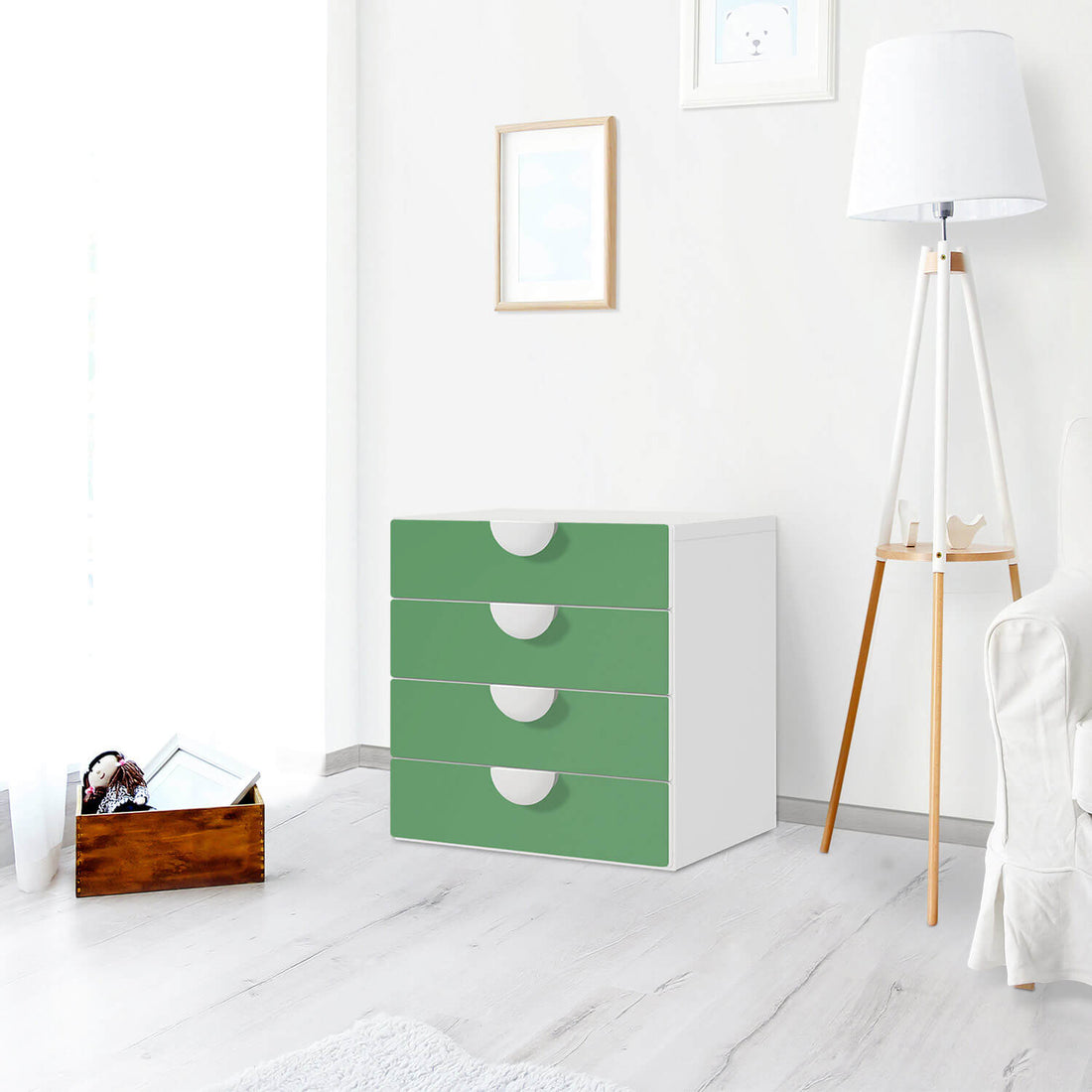Klebefolie Grün Light - IKEA Smastad Kommode - 4 Schubladen - Kinderzimmer