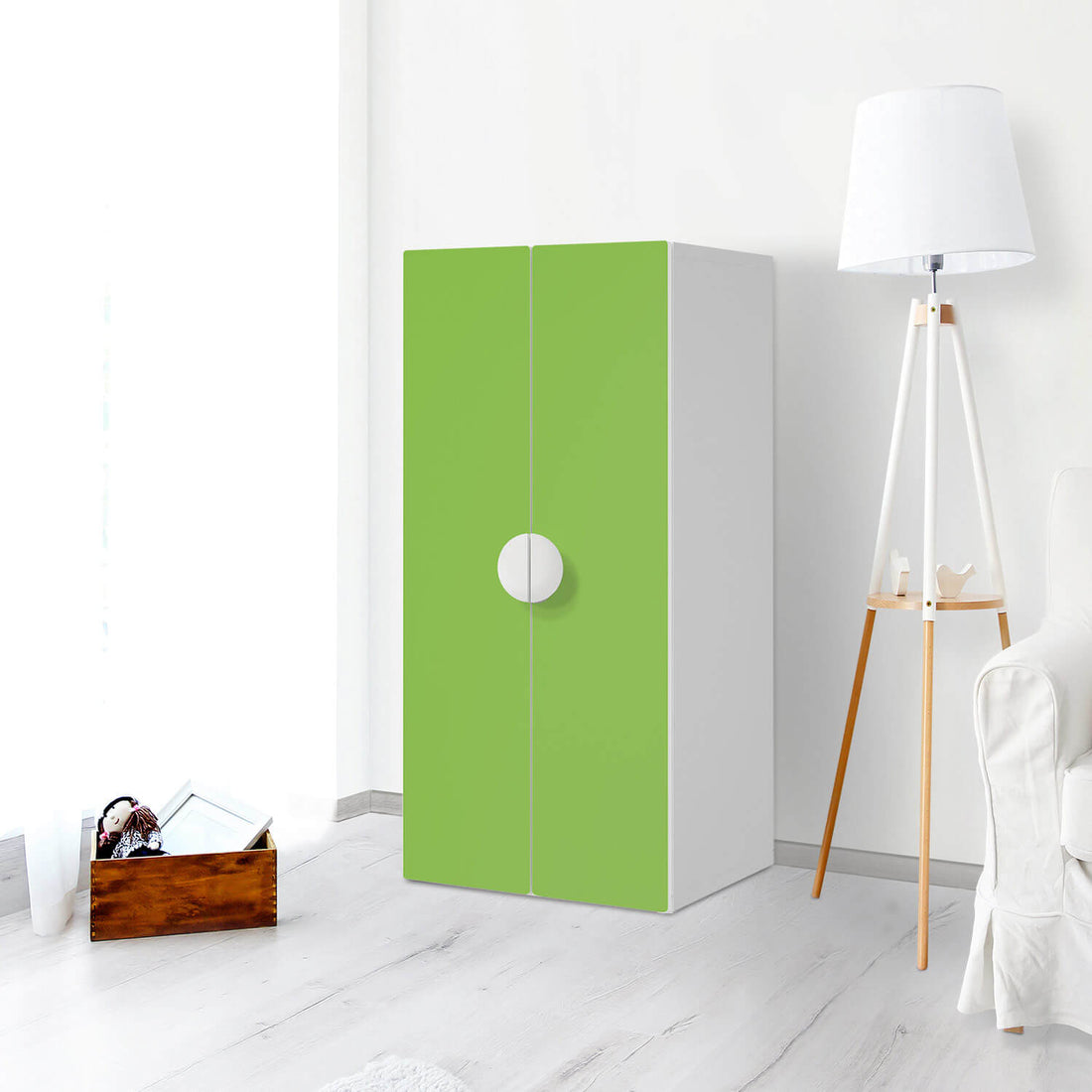 Möbelfolie Hellgrün Dark - IKEA Smastad Schrank - 2 große Türen - Kinderzimmer