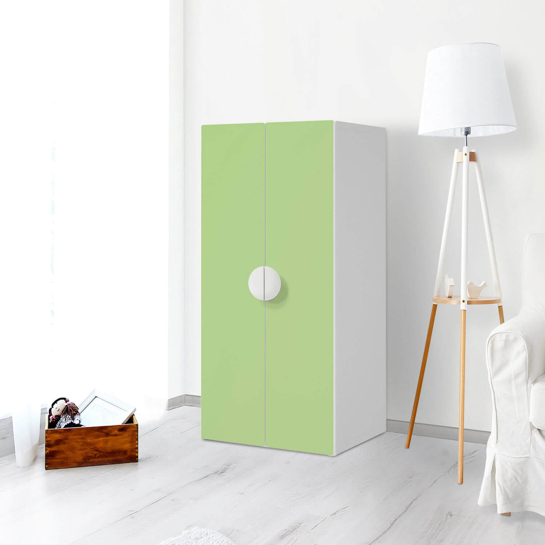 Möbelfolie Hellgrün Light - IKEA Smastad Schrank - 2 große Türen - Kinderzimmer