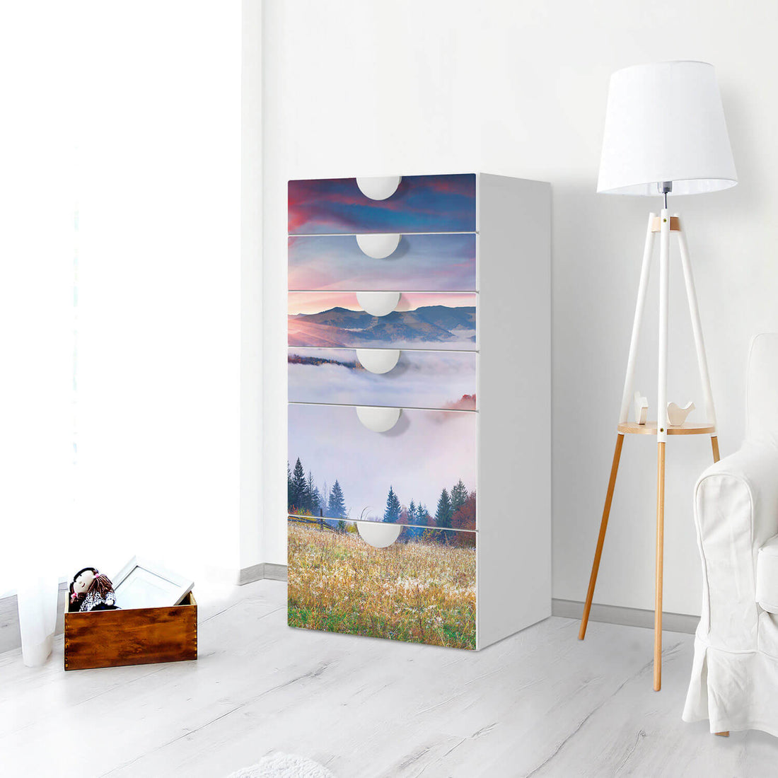 Klebefolie für Möbel Herbstwald - IKEA Smastad Kommode - 6 Schubladen - Kinderzimmer
