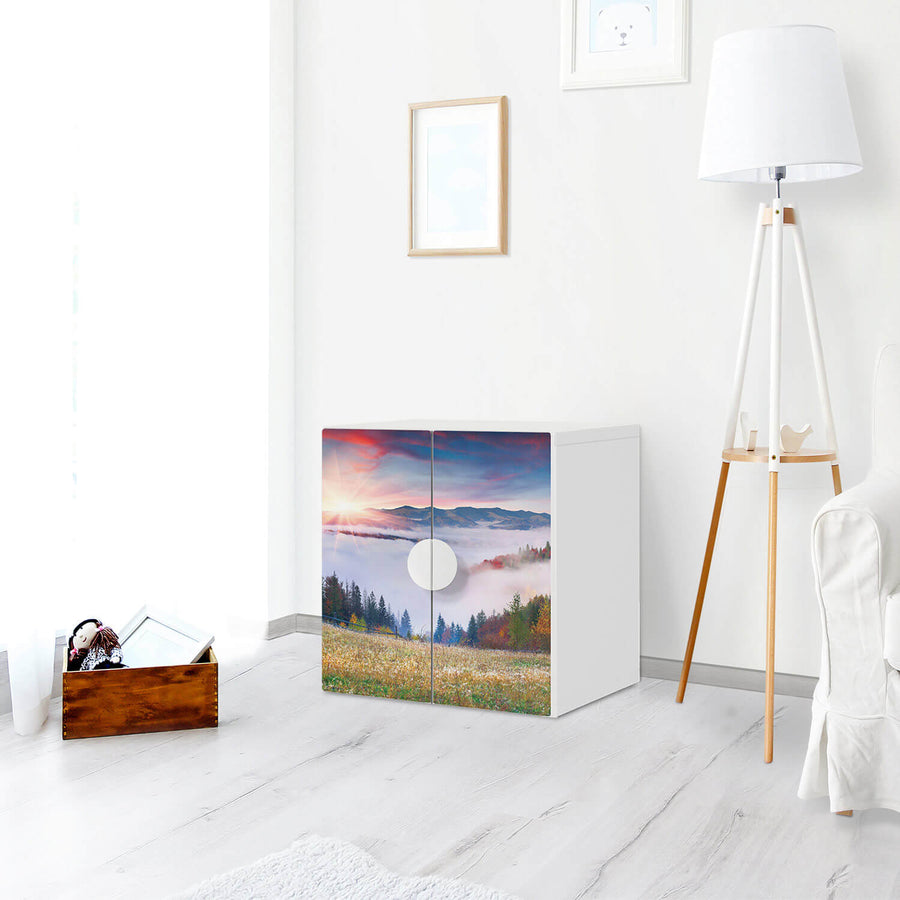Selbstklebende Folie Herbstwald - IKEA Smastad Schrank - 2 kleine Türen - Kinderzimmer